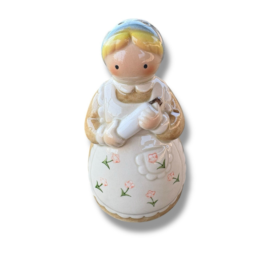Vintage Otagiri Japan Country Girl with Rolling Pin Figurine Salt Shaker